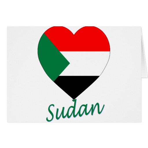 Coeur de drapeau du Soudan Cartes De Vœux