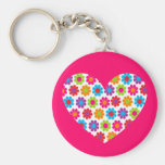 Coeur de flower power porte-clé