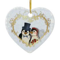 Coeur de mariage de pingouin - de personnaliser te