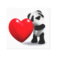 coeur de panda du bébé 3d toile tendue sur châssis