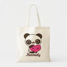 Coeur de panda sac en toile