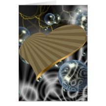 Coeur de rotation d'or carte de vœux
