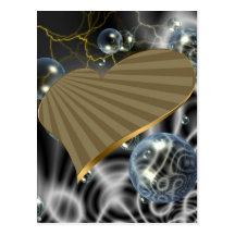 Coeur de rotation d'or cartes postales
