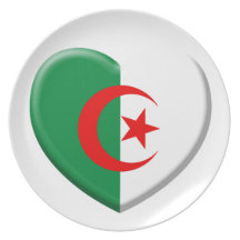 Coeur drapeau Algérie love Assiette
