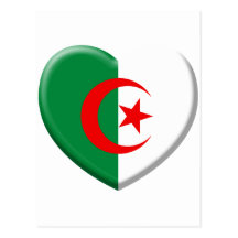 Coeur drapeau Algérie love Carte Postale