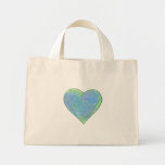 Coeur en pastel bleu et vert sac fourre-tout