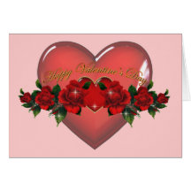 Coeur et roses cartes de vœux