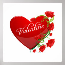 Coeur et roses Valentine Affiches