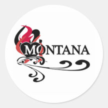 Coeur Montana du feu Autocollant Rond