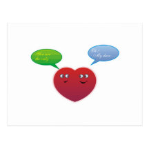 coeur parlant mignon de conversation carte postale