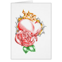 coeur rose de tribal cartes de vœux