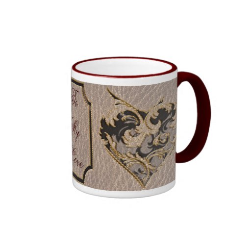 Coeur simili cuir mou mugs