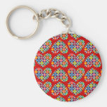 Coeurs de flower power porte-clefs