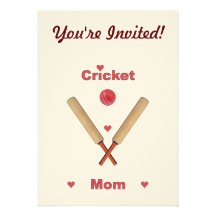 Coeurs de maman de cricket invitations personnalisables