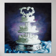 Coeurs et cygnes délicieux du gâteau w/frosted poster