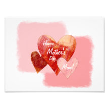 Coeurs heureux du jour de mère trois texturisés impression photographique