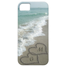 Coeurs personnalisés de sable sur la plage coque Case-Mate iPhone 5
