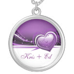 coeurs pourpres scintillants collier