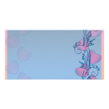 Coeurs rosâtres et cadeau bleuâtre de valentine de cartes avec photo