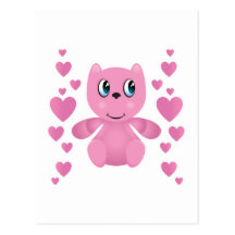 coeurs roses d'ours de nounours de valentine cartes postales