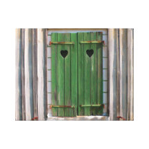 Coeurs sur les volets verts, France Toiles Tendues