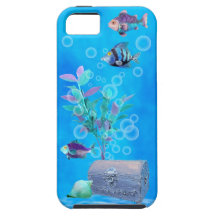 Coffre au trésor et jolis poissons dans l'océan coque iPhone 5