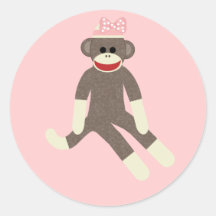 Cognez la fille de singe avec un autocollant rose 