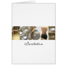 Collage de Noël d'or blanc d'invitation de Noël Cartes De Vœux