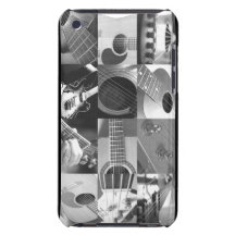 Collage de photo de guitare - noir et blanc coques iPod Case-Mate