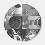 Collage de photographie de guitare - noir et blanc magnets pour réfrigérateur