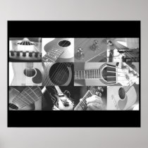 Collage noir et blanc de photo de guitare