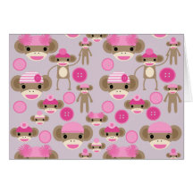 Collage rose Girly mignon de motif de fille de sin Carte De Vœux