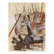 Collé pendant la vie de guerre civile de boue carte postale