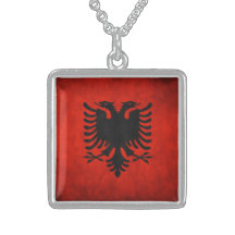 Collier albanais de drapeau d'argent sterling