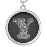 Collier argenté de fantaisie de l'initiale Y de mo