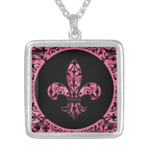 Collier argenté de Fleur de lis Pink