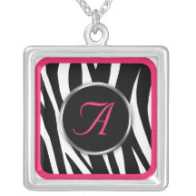 Collier chic de monogramme de rose de baie d'impre