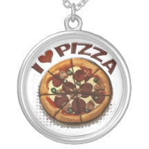Collier d'argent d'amour de pizza