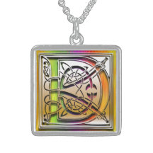 Collier initial "d'arc-en-ciel celtique" de monogr