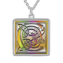 Collier initial "d'arc-en-ciel celtique" de monogr