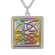 Collier initial "d'arc-en-ciel celtique" de monogr