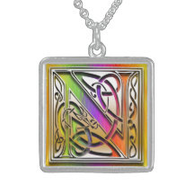 Collier initial "d'arc-en-ciel celtique" de monogr