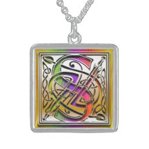 Collier initial "d'arc-en-ciel celtique" de monogr