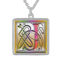 Collier initial "d'arc-en-ciel celtique" de monogr