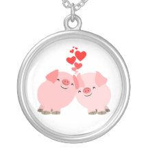 Collier mignon de porcs de bande dessinée