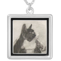 Collier noir et blanc de chat