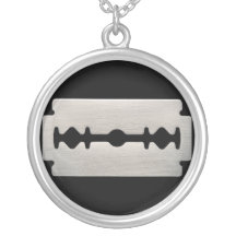 Collier punk d'argent sterling de lame de rasoir