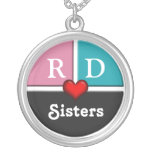 Collier rond de soeurs de tranche rose et bleue
