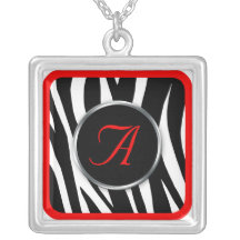 Collier rouge de monogramme d'impression chic de z