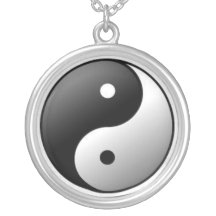 Collier : Symbole sterling de Ying Yang de plat ar